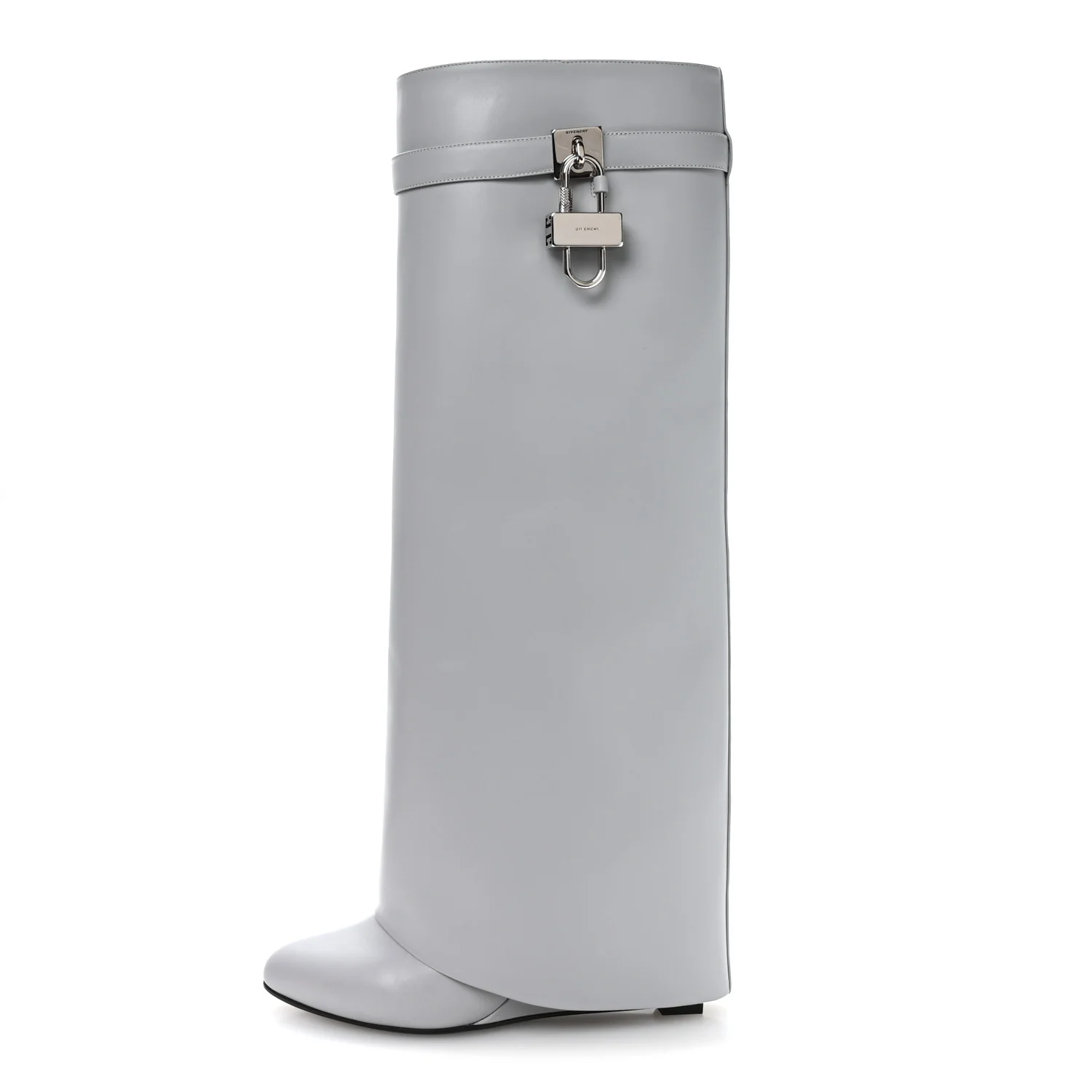 Calfskin Shark Lock Pant Boots 41 Light Grey