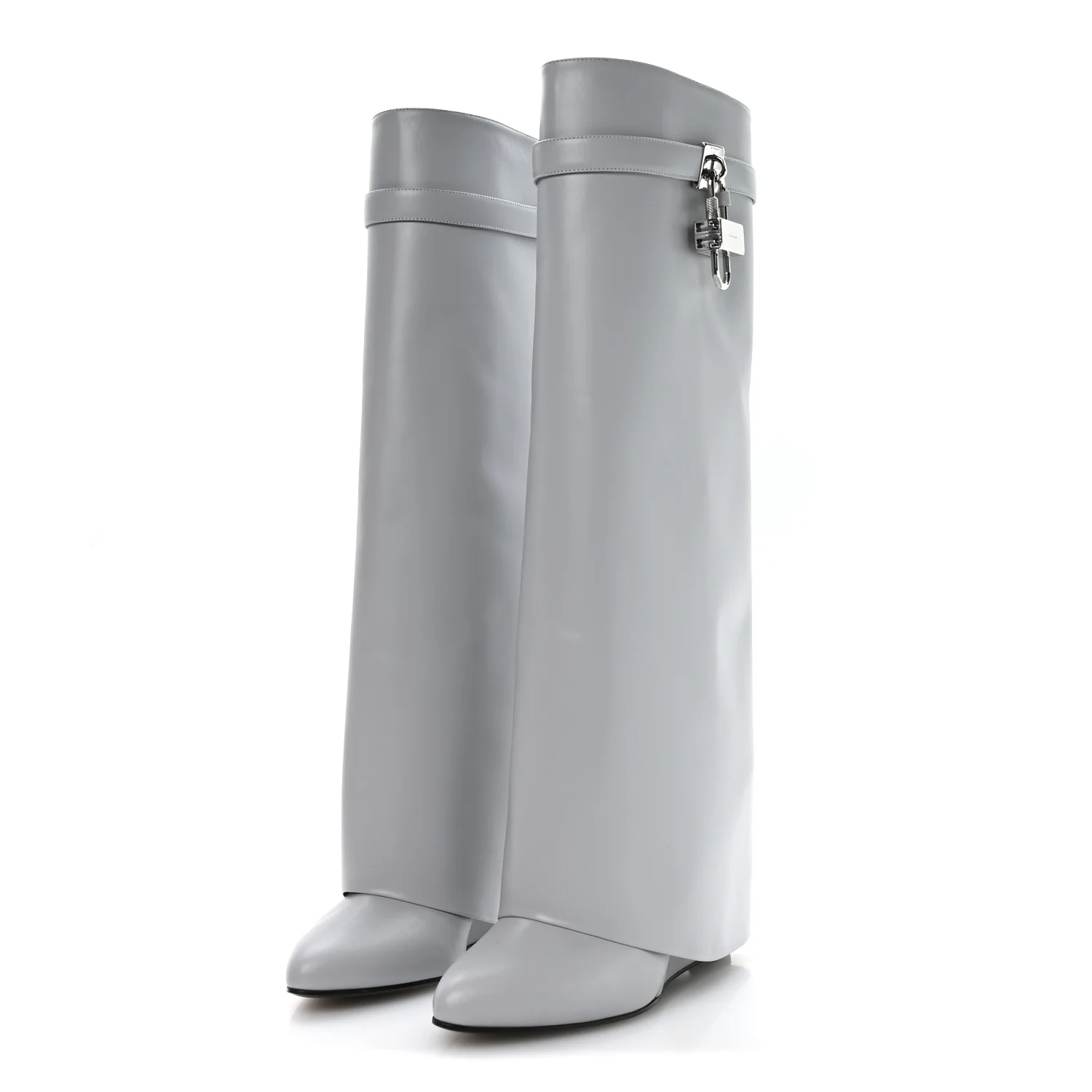 Calfskin Shark Lock Pant Boots 41 Light Grey - Image 4