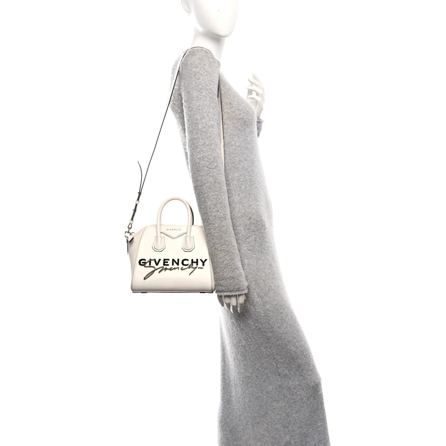 Calfskin Signature Logo Mini Antigona White - Image 2