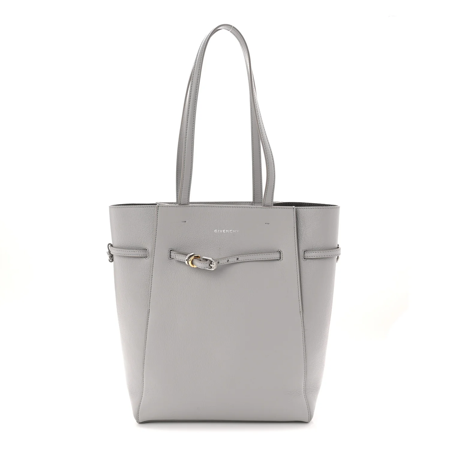 Calfskin Voyou Small North South Tote Light Grey