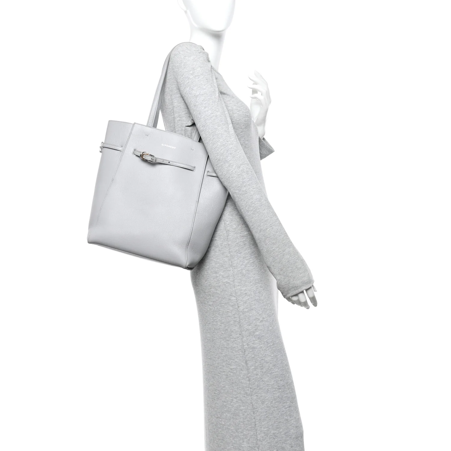 Calfskin Voyou Small North South Tote Light Grey - Image 2