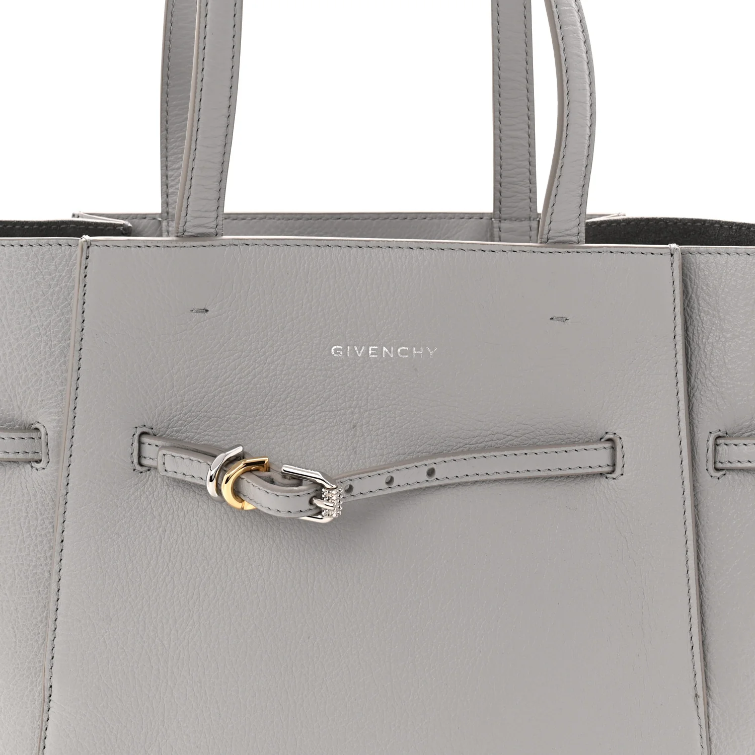 Calfskin Voyou Small North South Tote Light Grey - Image 7