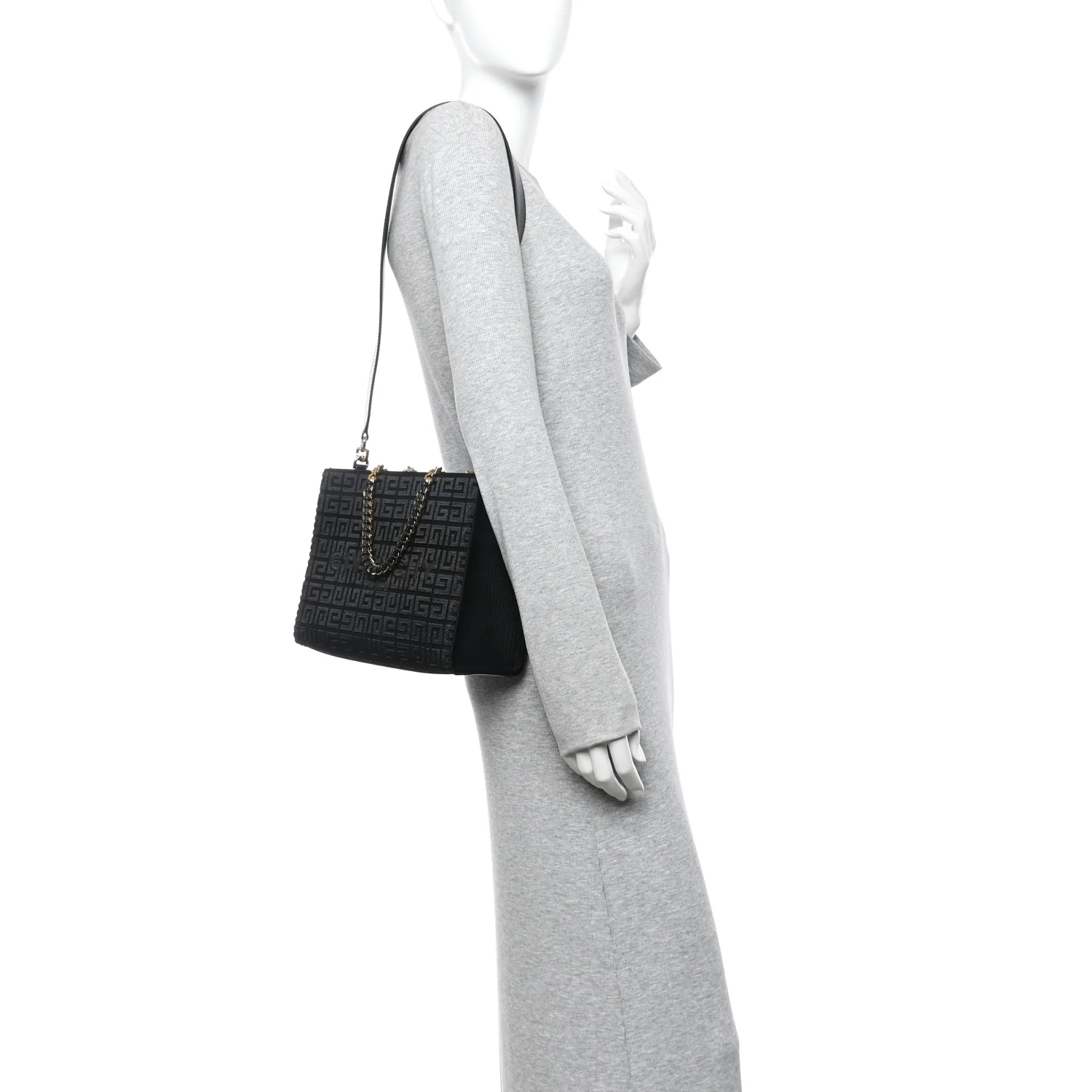Canvas Jacquard 4G Small Chain Tote Black - Image 2