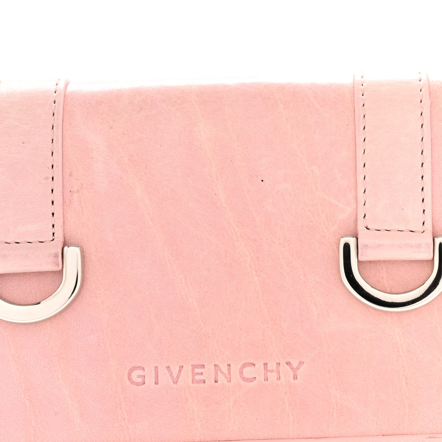 Crackled Calfskin Compact Wallet Pink - Image 10