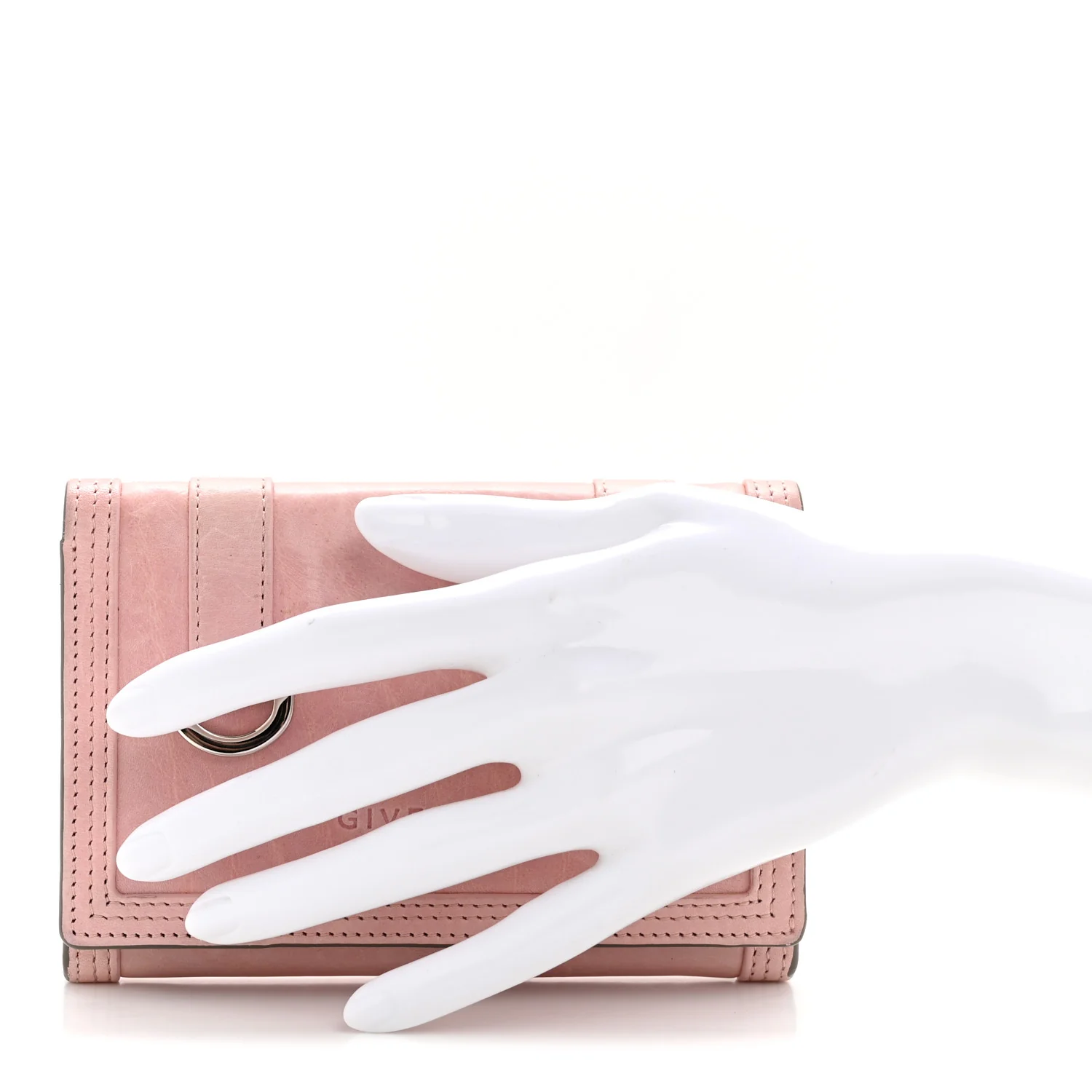 Crackled Calfskin Compact Wallet Pink - Image 2