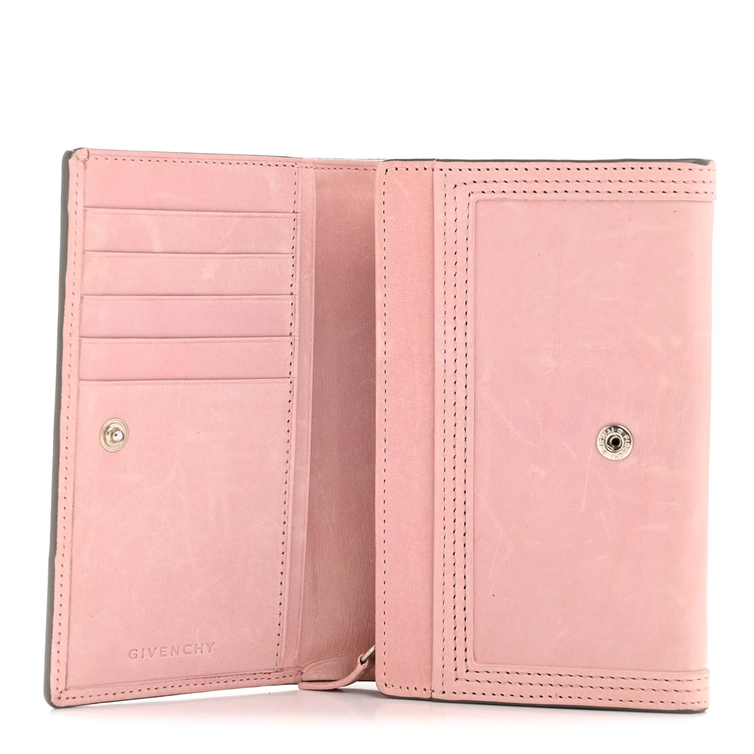 Crackled Calfskin Compact Wallet Pink - Image 5
