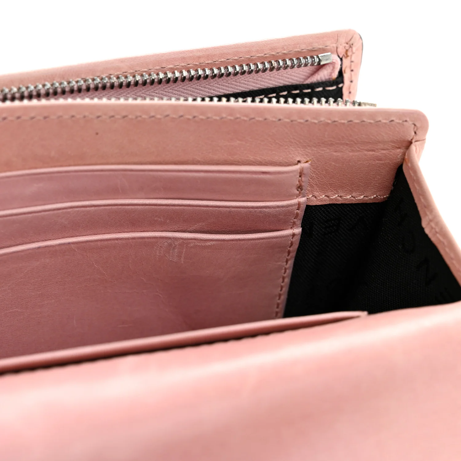 Crackled Calfskin Compact Wallet Pink - Image 9