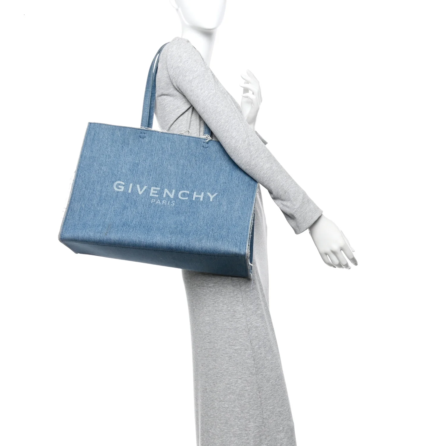 Denim Logo Shopping Tote Light Blue - Image 2