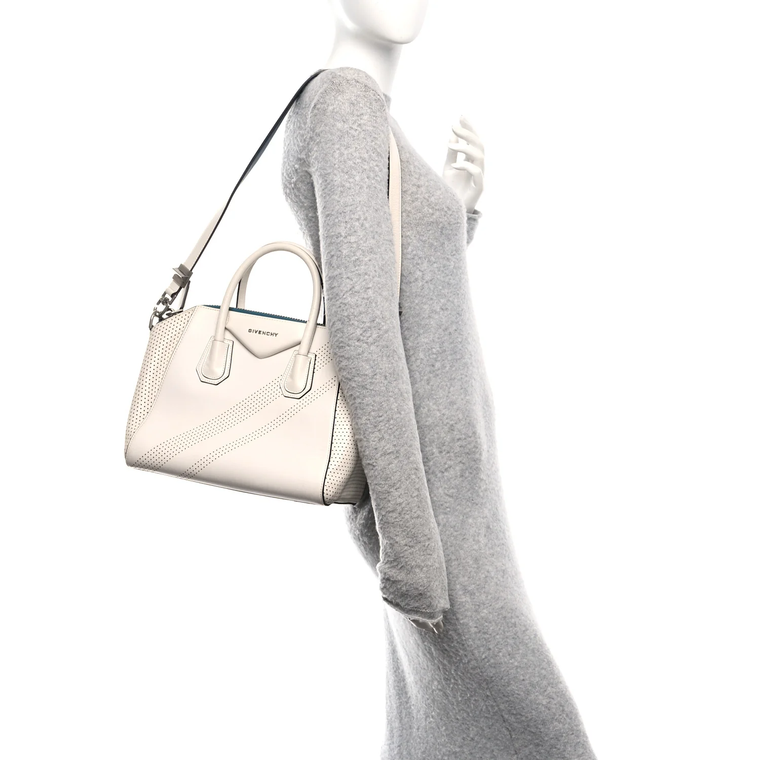Lambskin Perforated Small Antigona White - Image 2