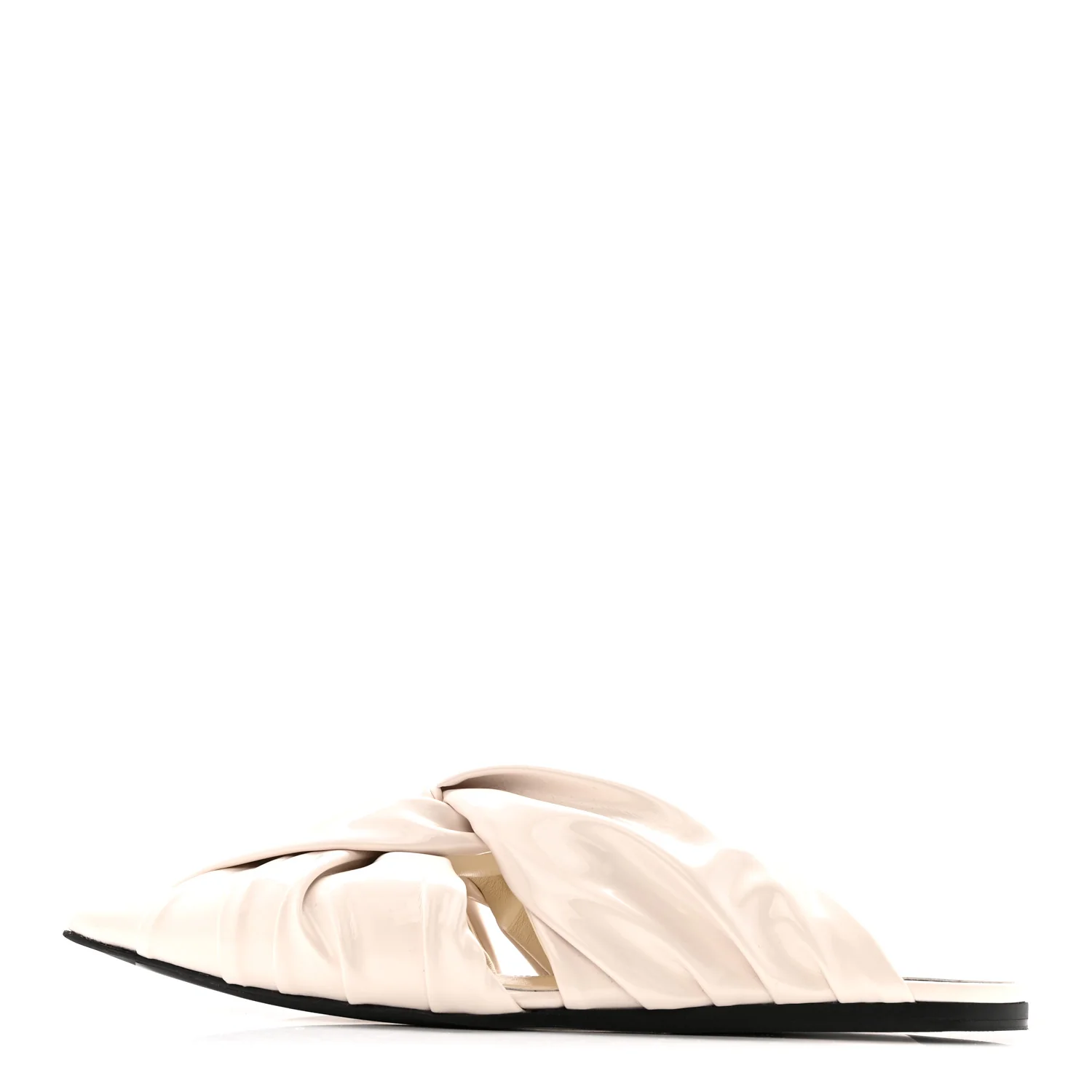 Lambskin Show Twist Flat Mule Sandals 40 Ivory