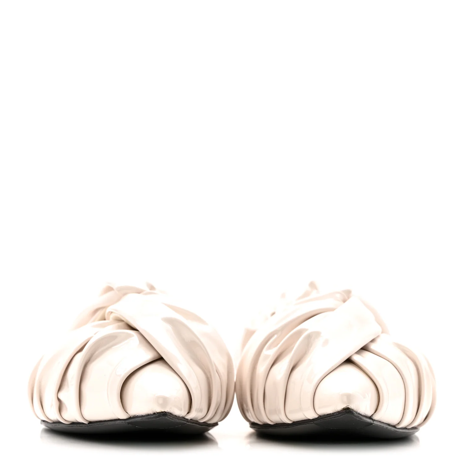 Lambskin Show Twist Flat Mule Sandals 40 Ivory - Image 3