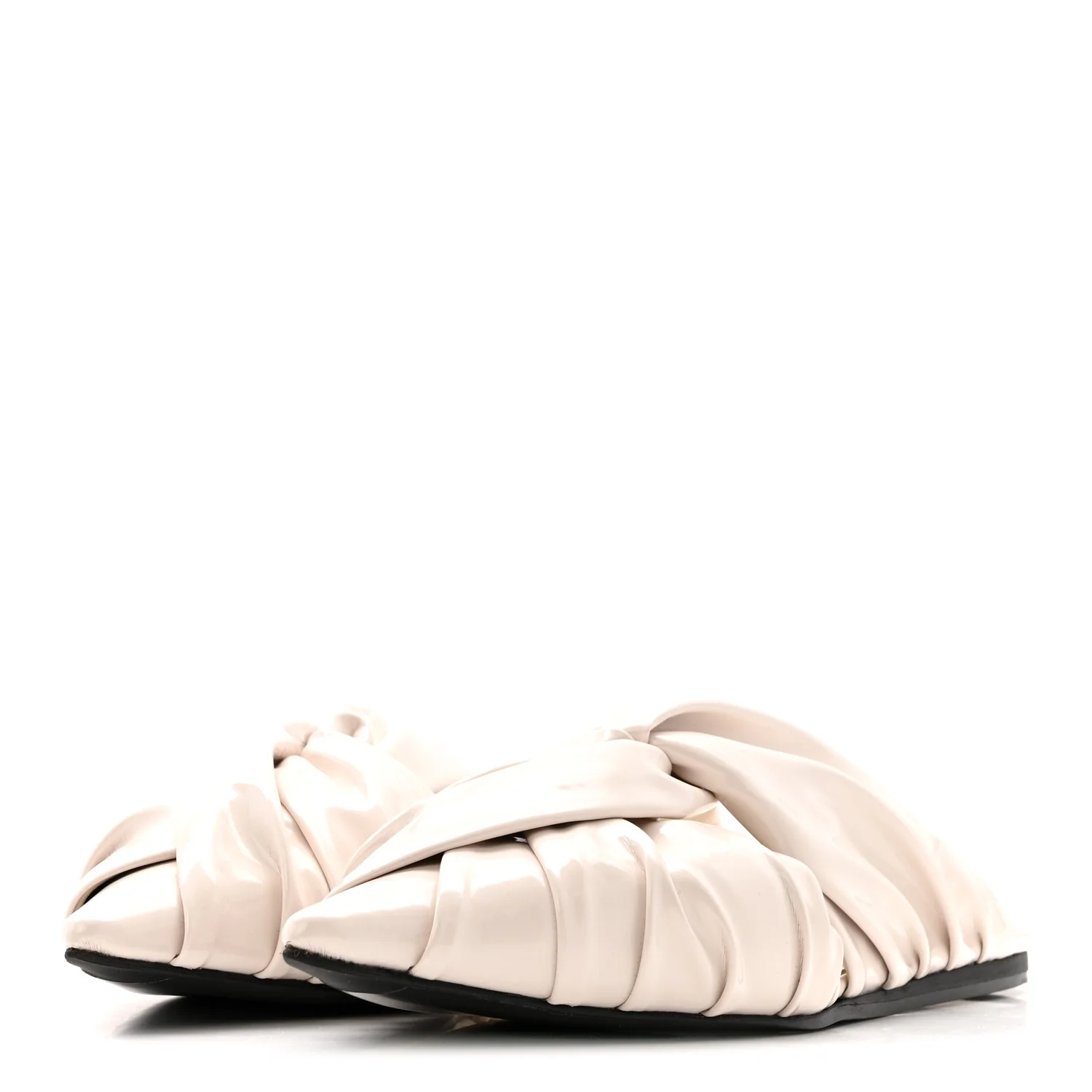 Lambskin Show Twist Flat Mule Sandals 40 Ivory - Image 4