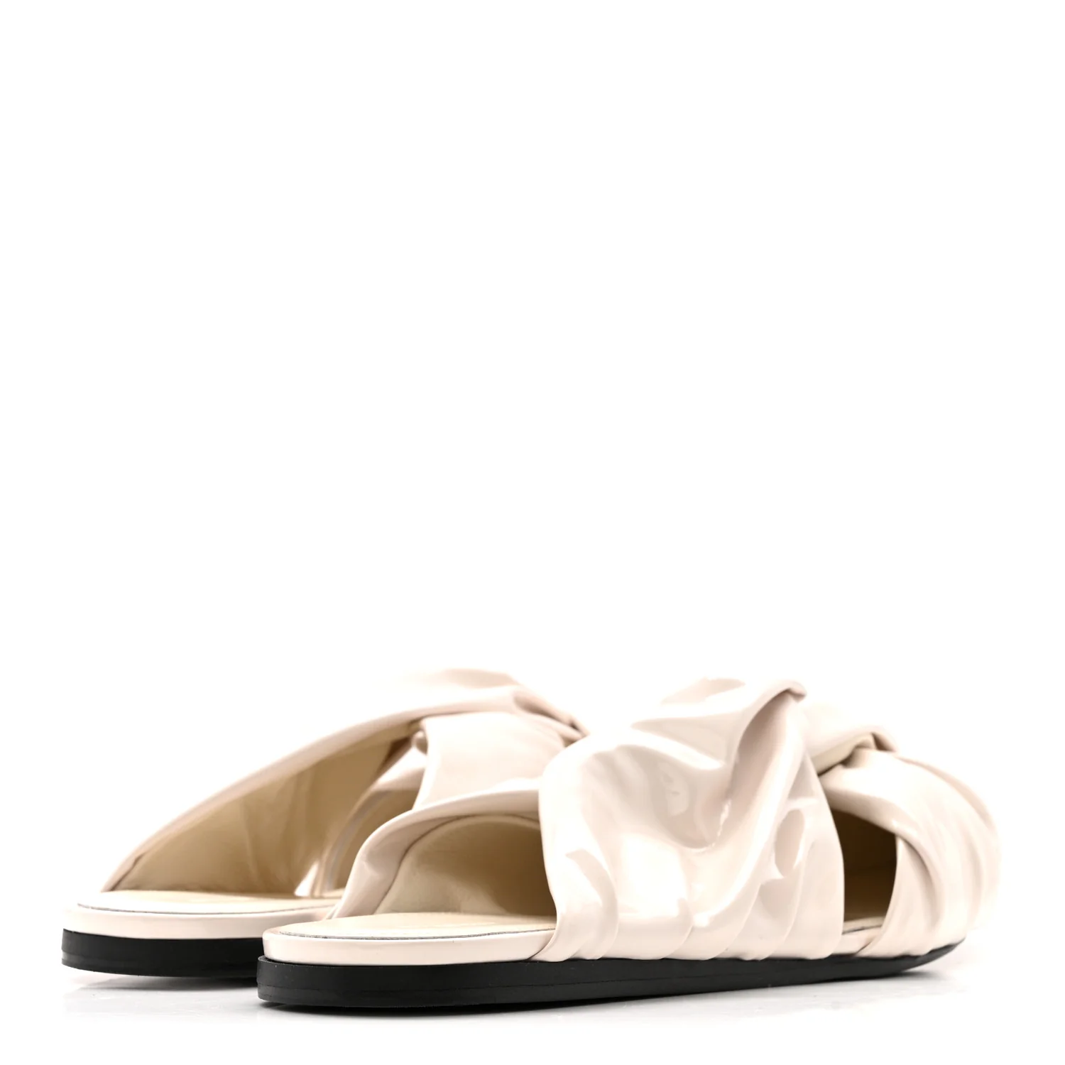 Lambskin Show Twist Flat Mule Sandals 40 Ivory - Image 5