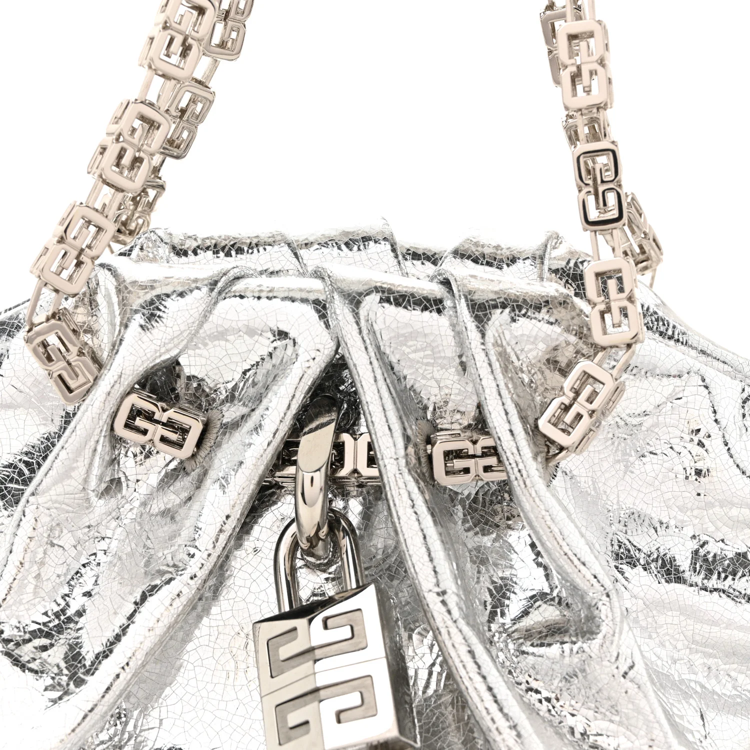 Metallic Calfskin Kenny Mini Shoulder Bag Silver - Image 8