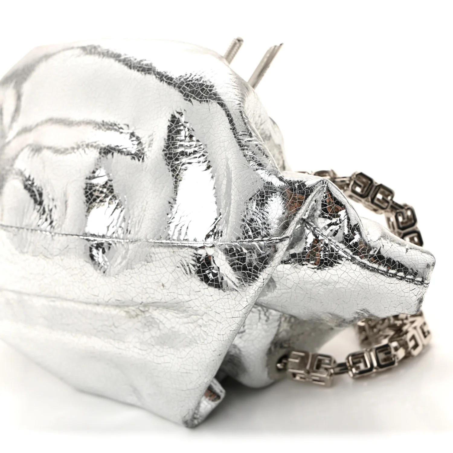 Metallic Calfskin Kenny Mini Shoulder Bag Silver - Image 9