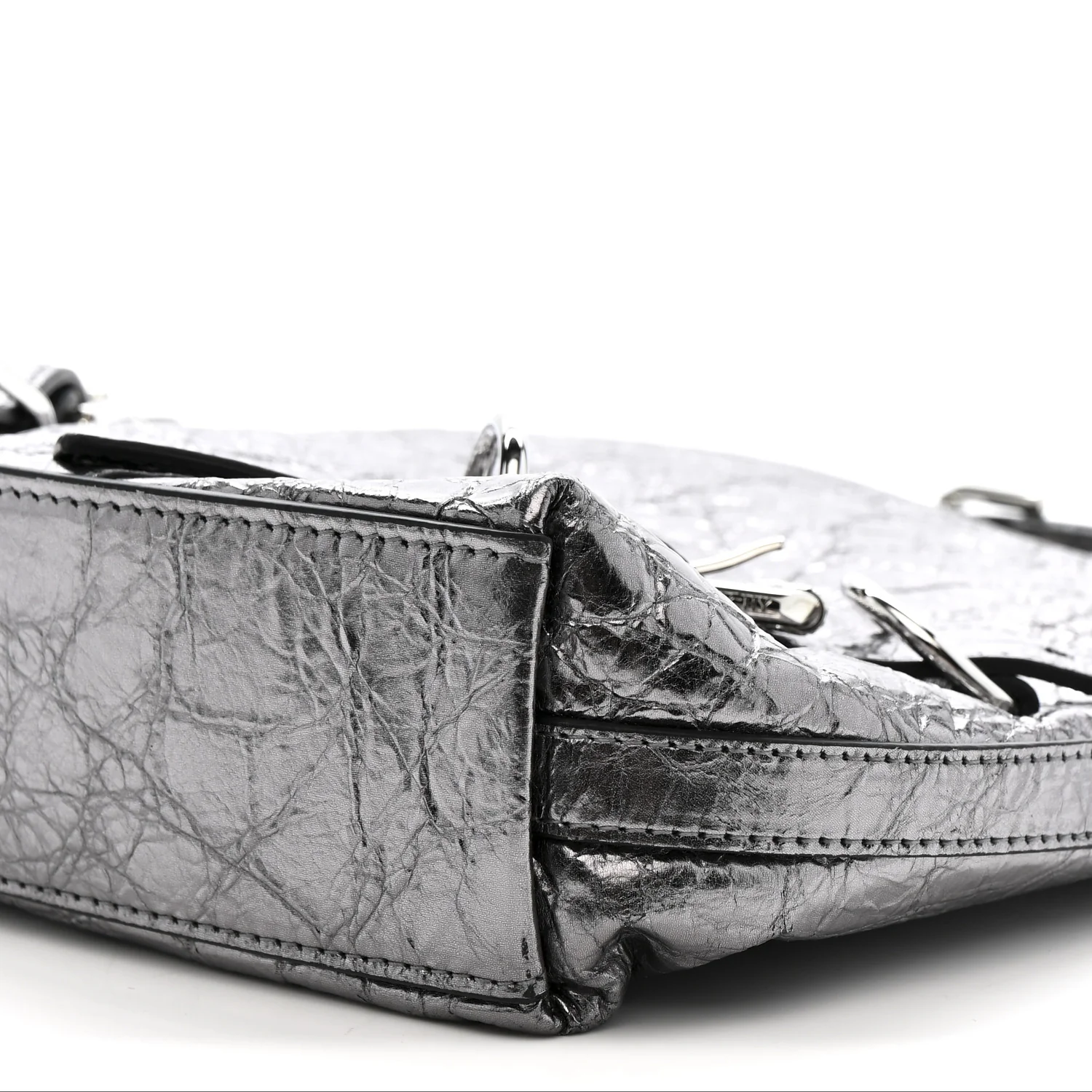 Metallic Calfskin Small Voyou Bag Silver - Image 10
