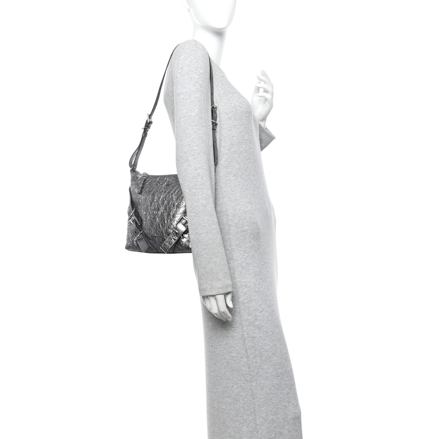 Metallic Calfskin Small Voyou Bag Silver - Image 2