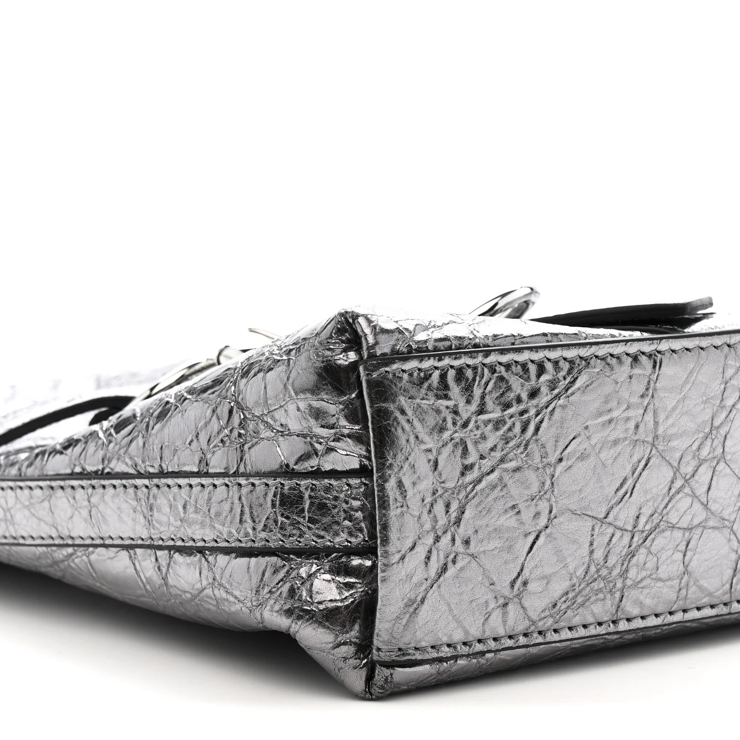 Metallic Calfskin Small Voyou Bag Silver - Image 9