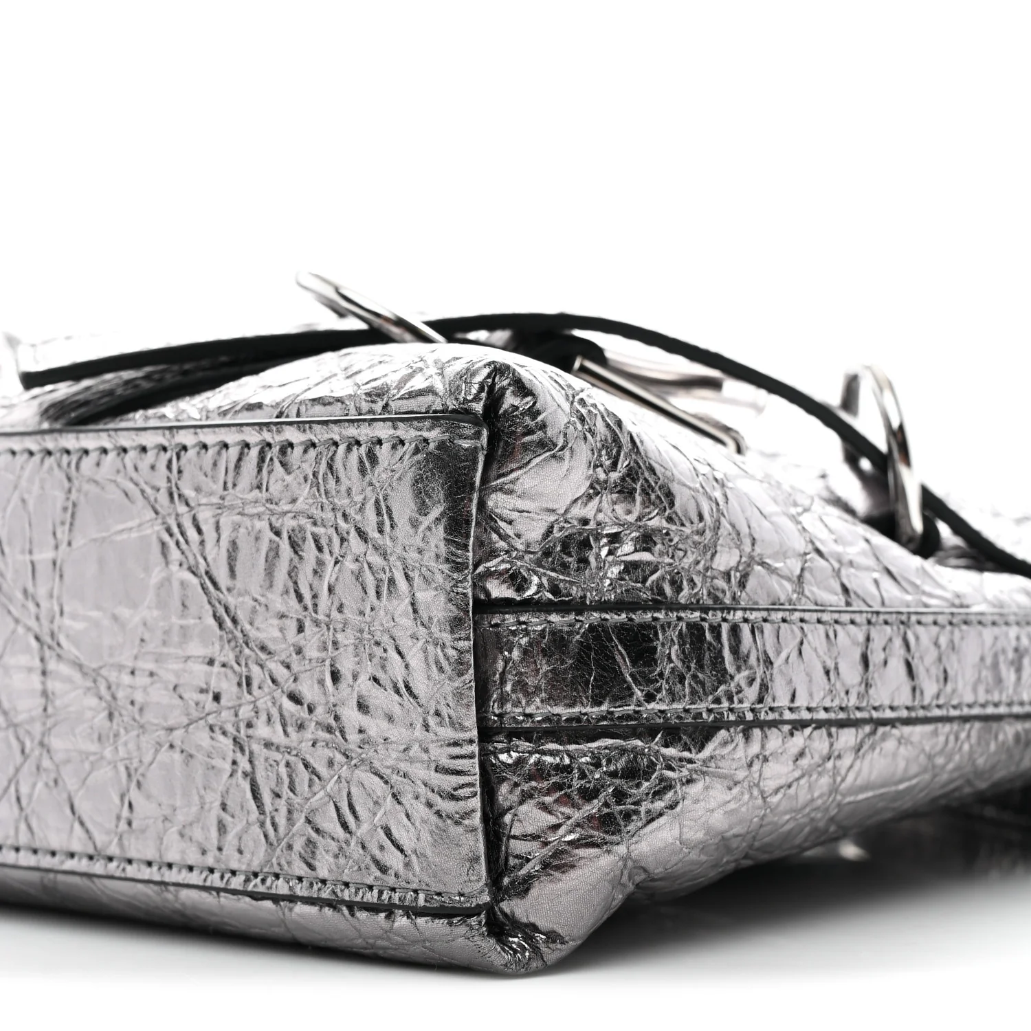 Metallic Calfskin Small Voyou Bag Silver - Image 10