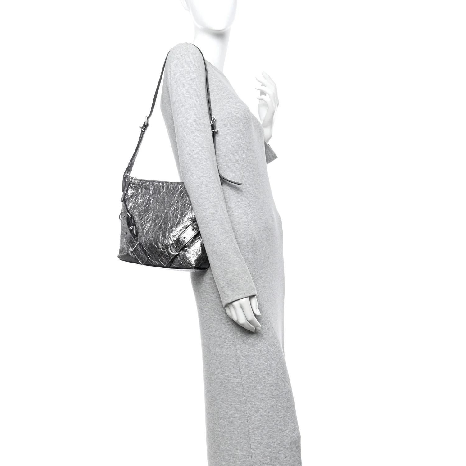 Metallic Calfskin Small Voyou Bag Silver - Image 2