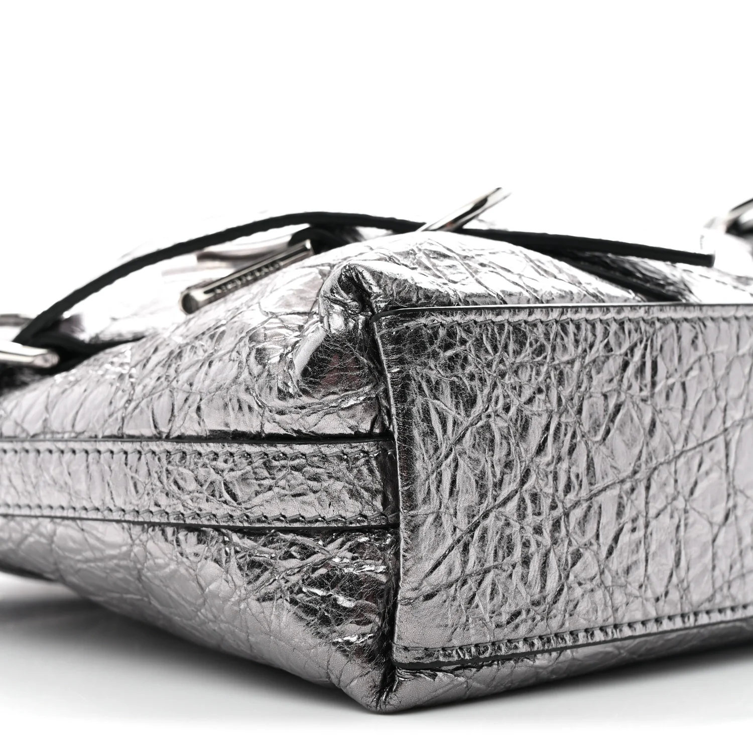 Metallic Calfskin Small Voyou Bag Silver - Image 9