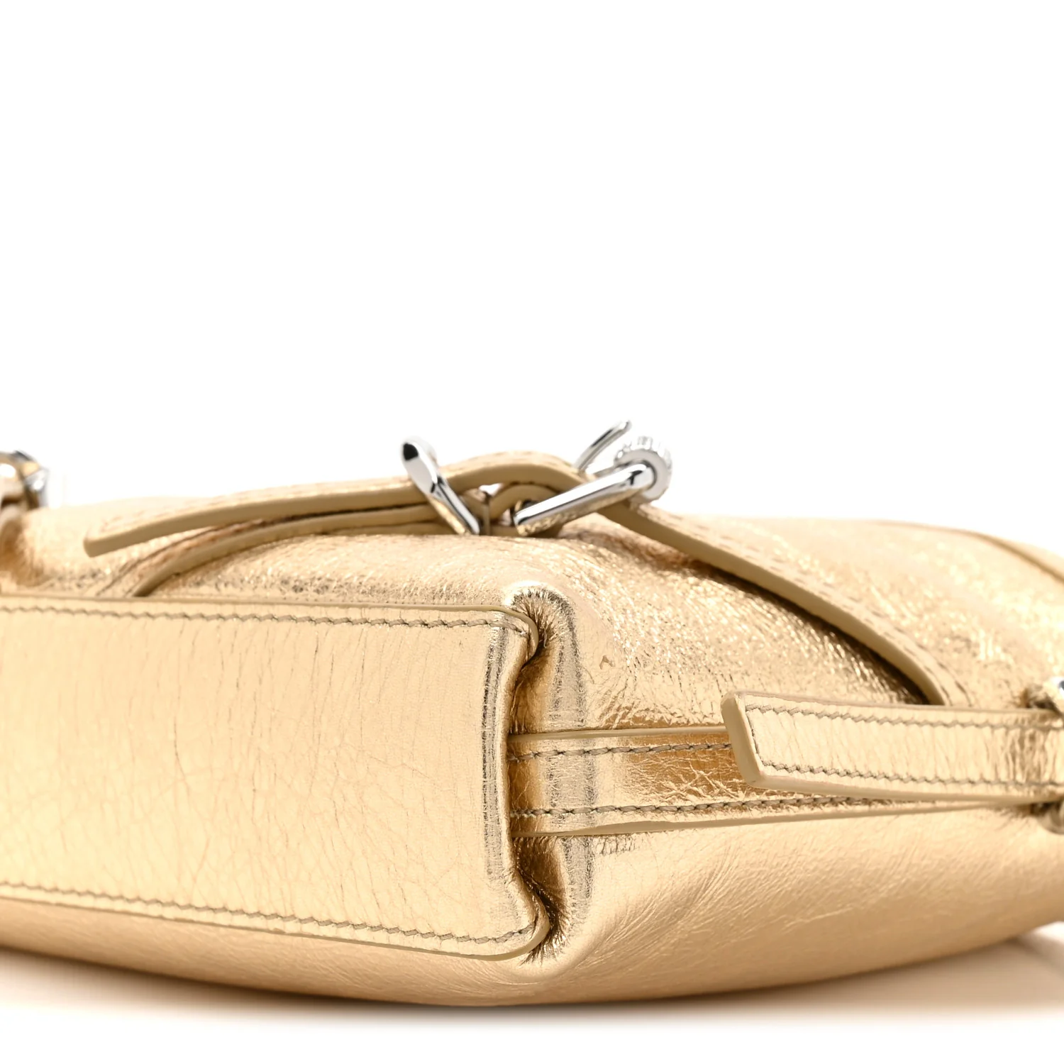 Metallic Tumbled Calfskin Nano Voyou Bag Golden Sand - Image 9