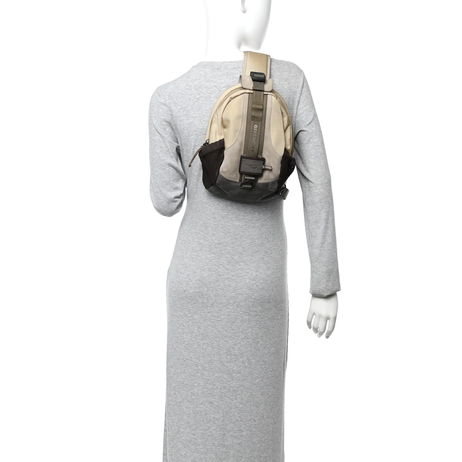 Nylon Nubuck G-Trail Small Sling Bag Taupe Anthracite Sand - Image 2