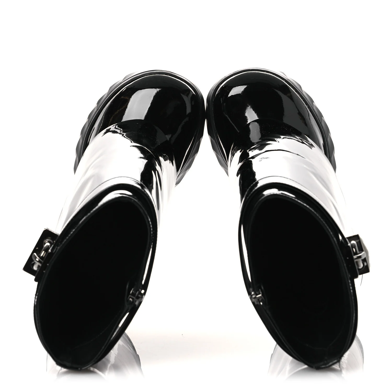 Patent Shark Lock Biker Ankle Boots 37 Black - Image 2
