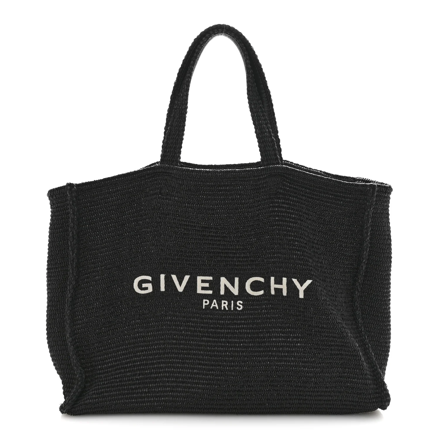 Raffia Large G Shopping Tote Black