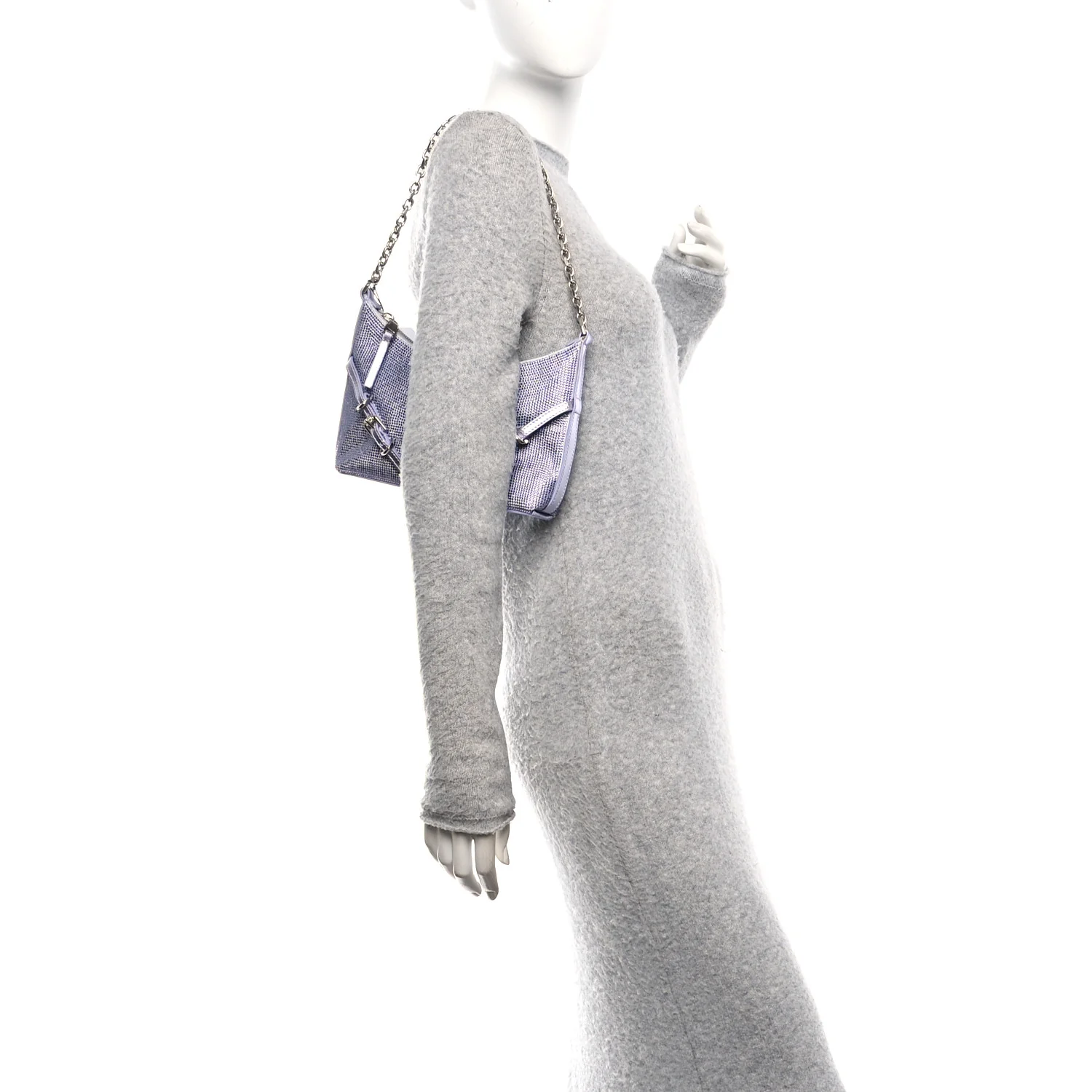 Satin Strass Mini Voyou Boyfriend Party Bag Lavender - Image 3