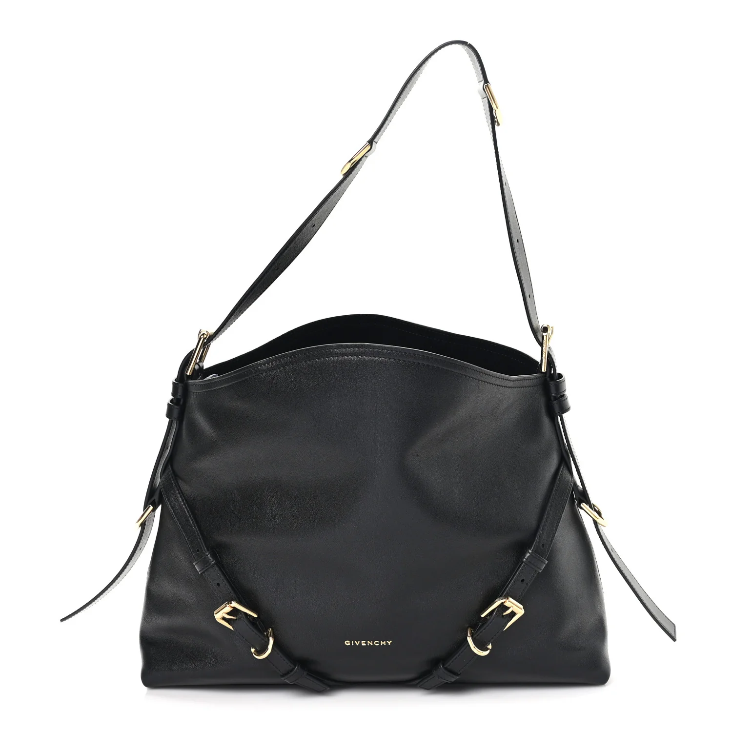 Shiny Calfskin Medium Voyou Bag Black