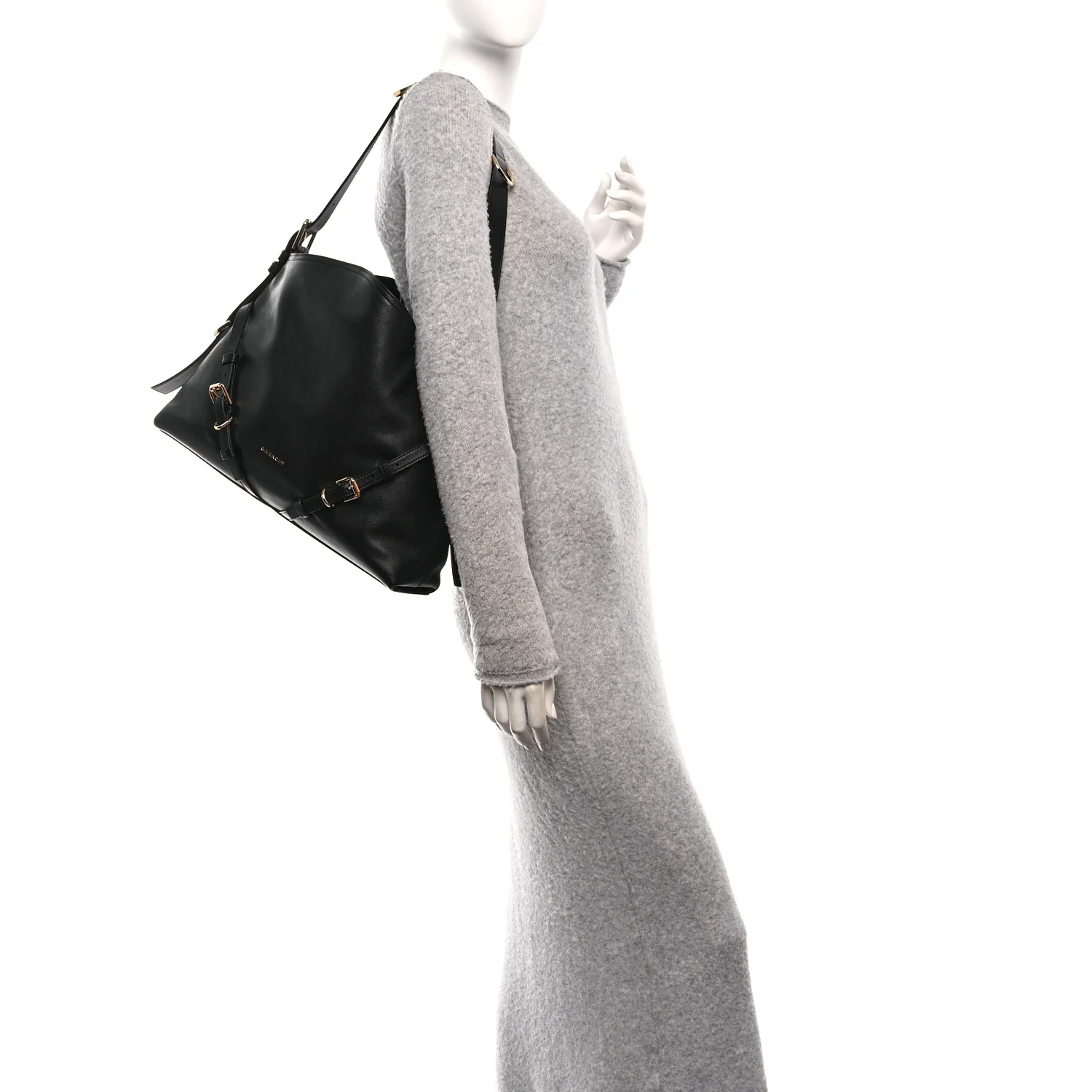 Shiny Calfskin Medium Voyou Bag Black - Image 2