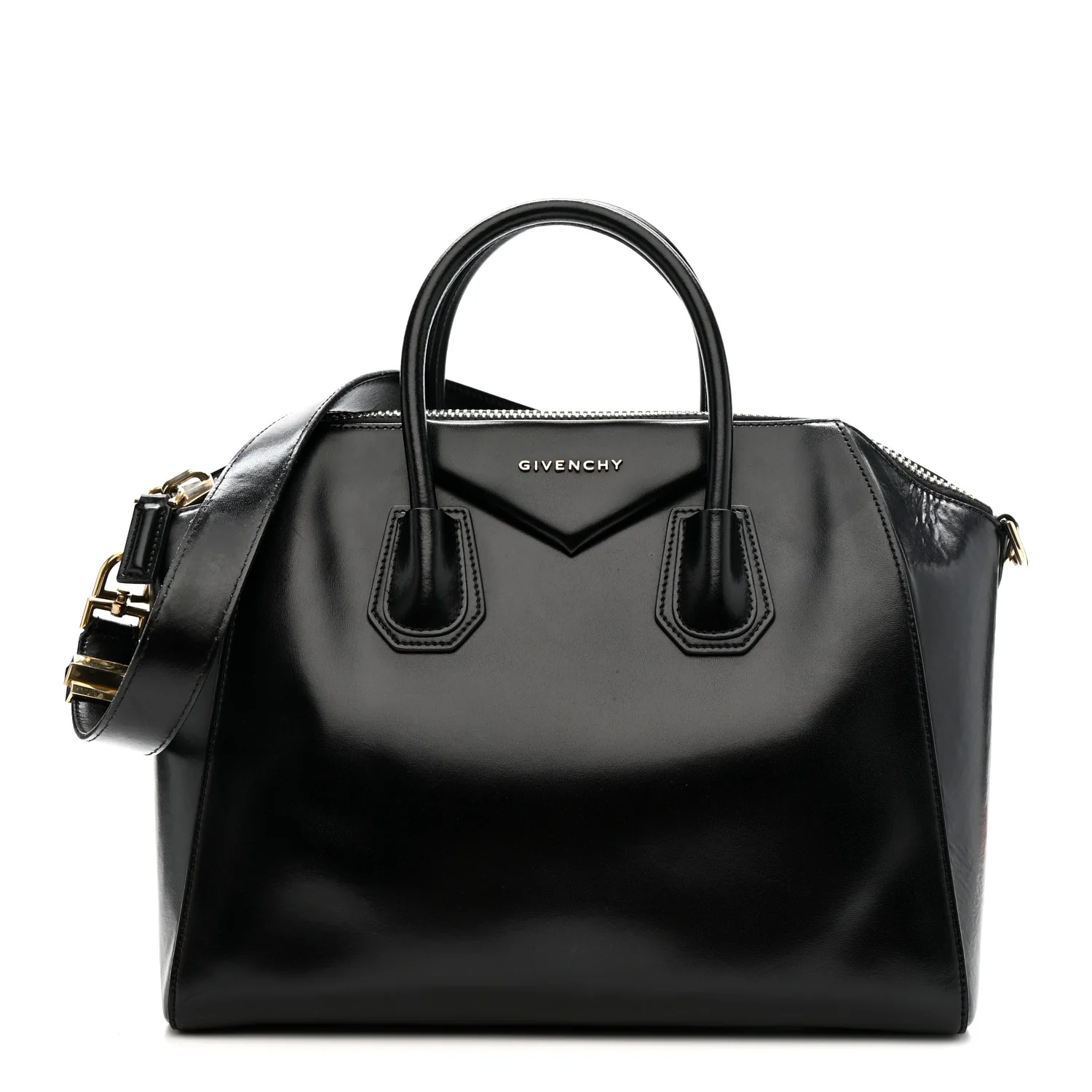 Shiny Lord Calfskin Medium Antigona Black
