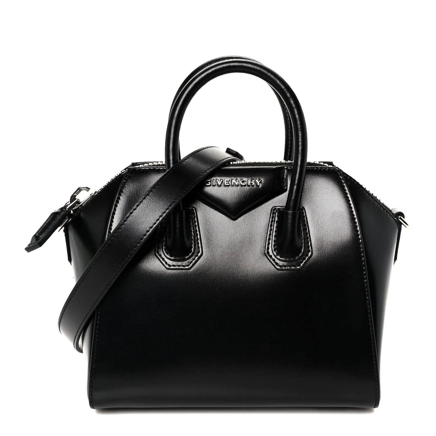 Shiny Lord Calfskin Mini Antigona Black