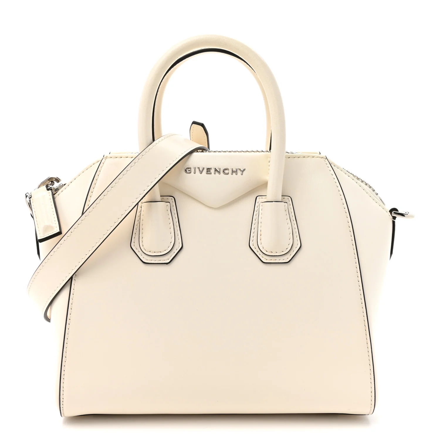 Shiny Lord Calfskin Mini Antigona Ivory