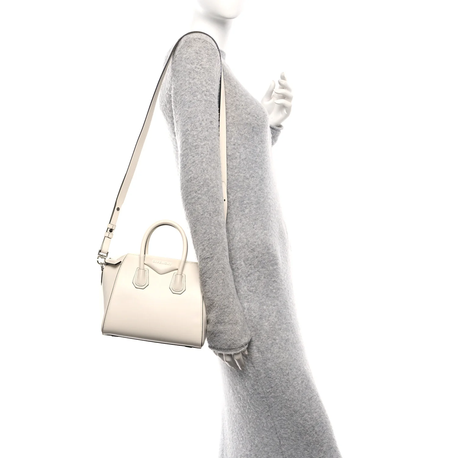 Shiny Lord Calfskin Mini Antigona Ivory - Image 2