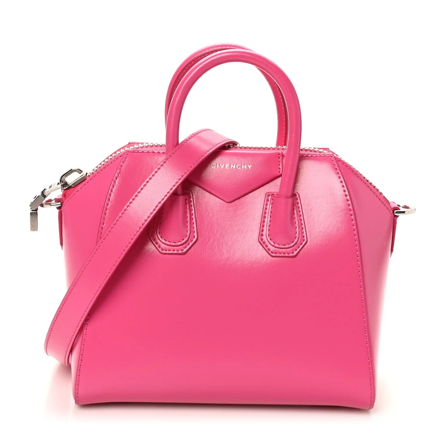 Shiny Lord Calfskin Mini Antigona Shocking Pink