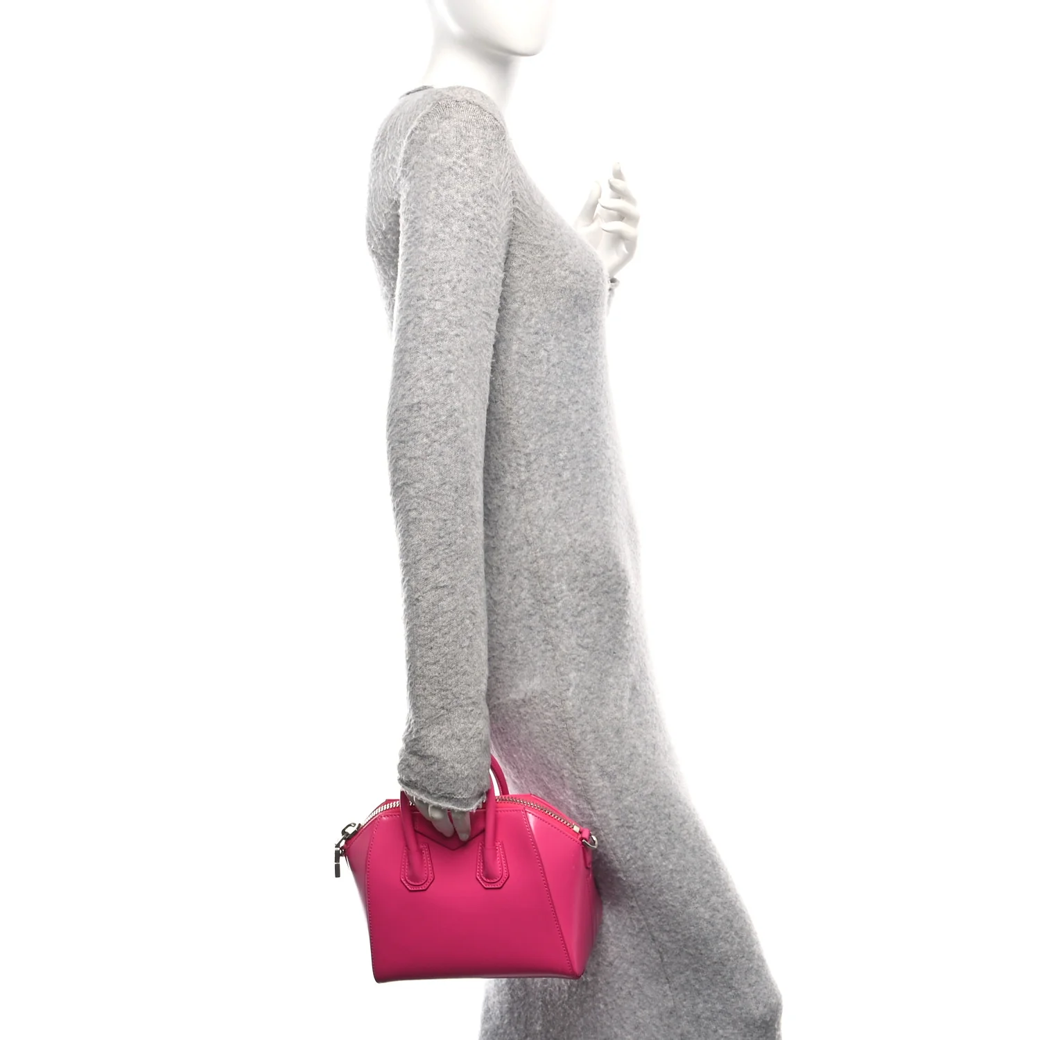 Shiny Lord Calfskin Mini Antigona Shocking Pink - Image 2