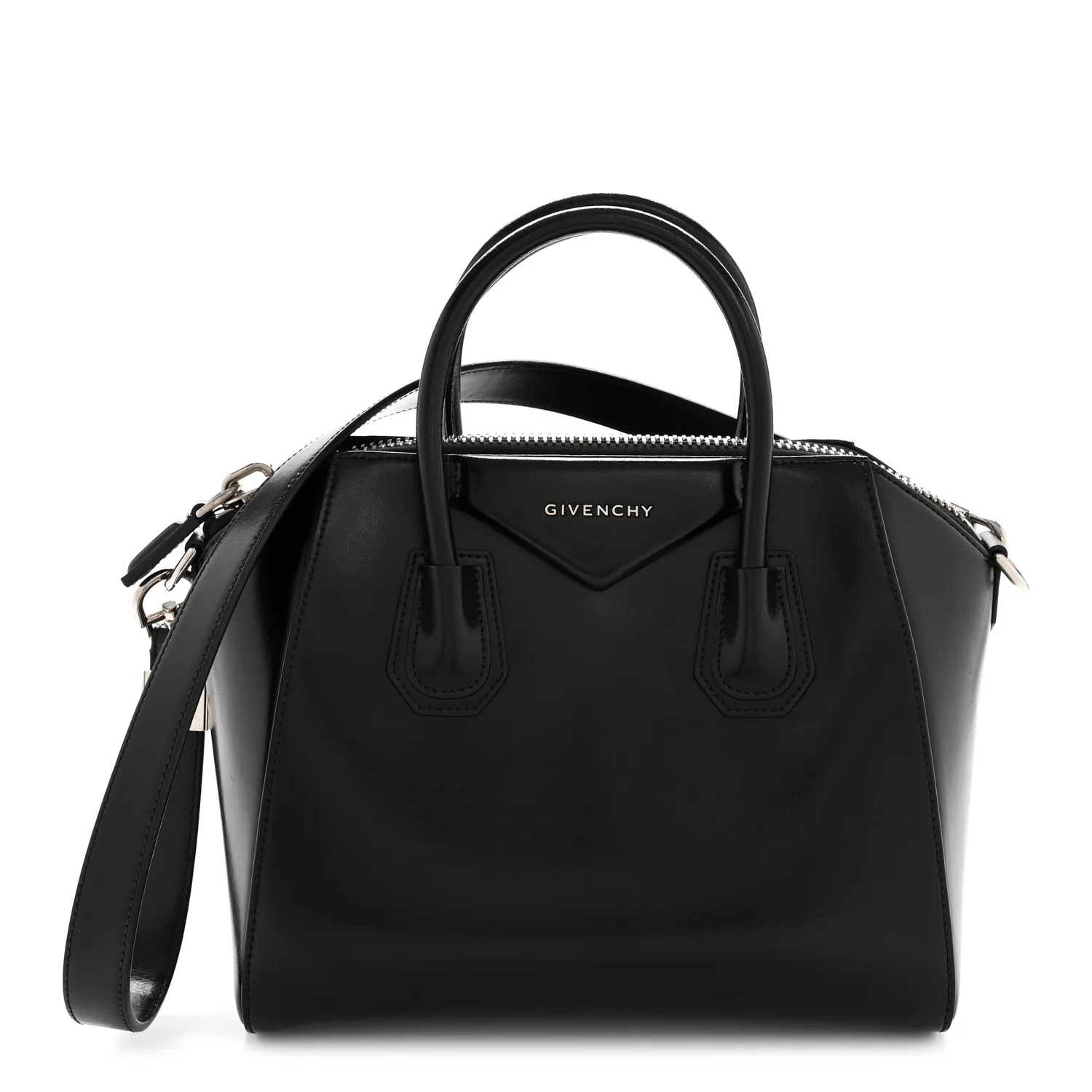 Shiny Lord Calfskin Small Antigona Black