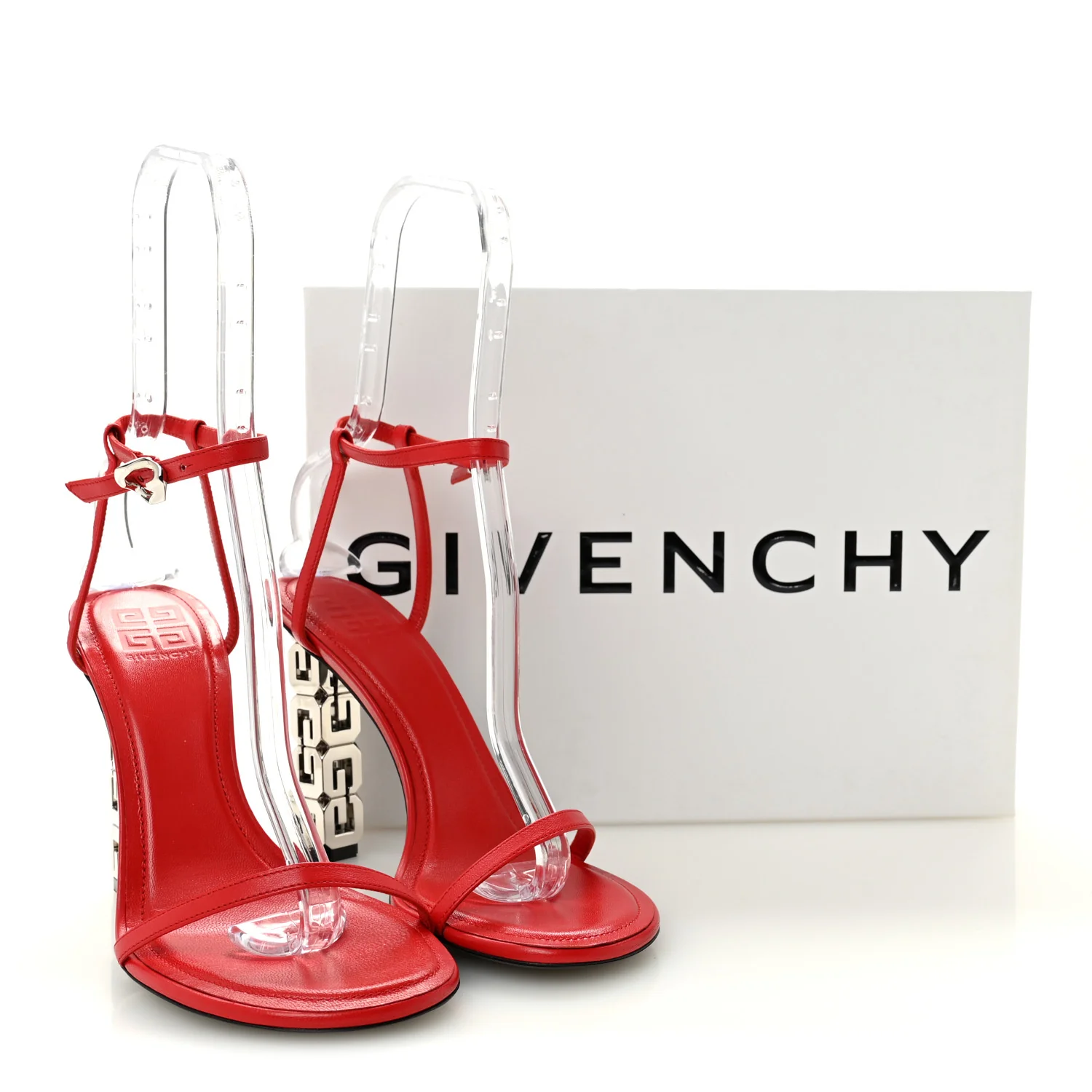 Smooth Nappa G Cube 105mm Sandals 39 Red - Image 8