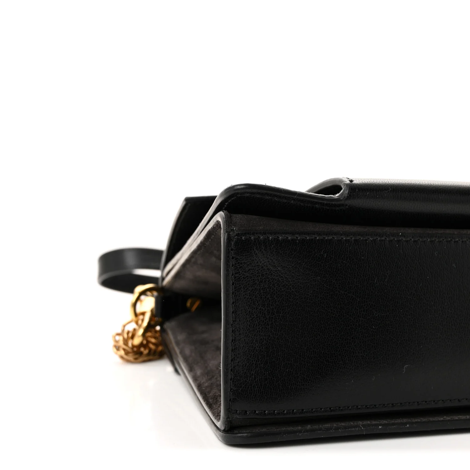 Sugar Goatskin Suede Medium GV3 Shoulder Bag Black Grey - Image 8