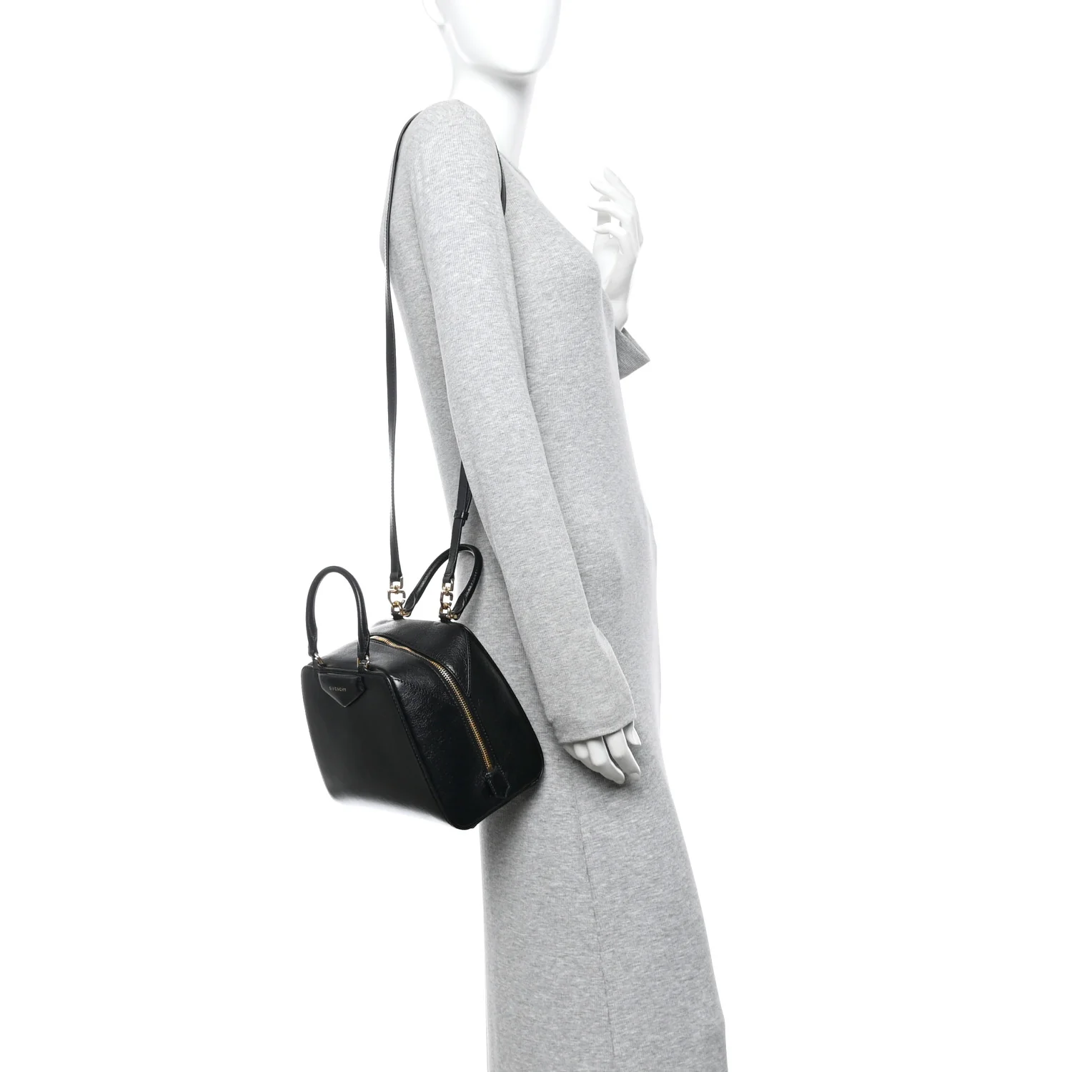 Tumbled Buffalo Mini Antigona Cube Bag Black - Image 2