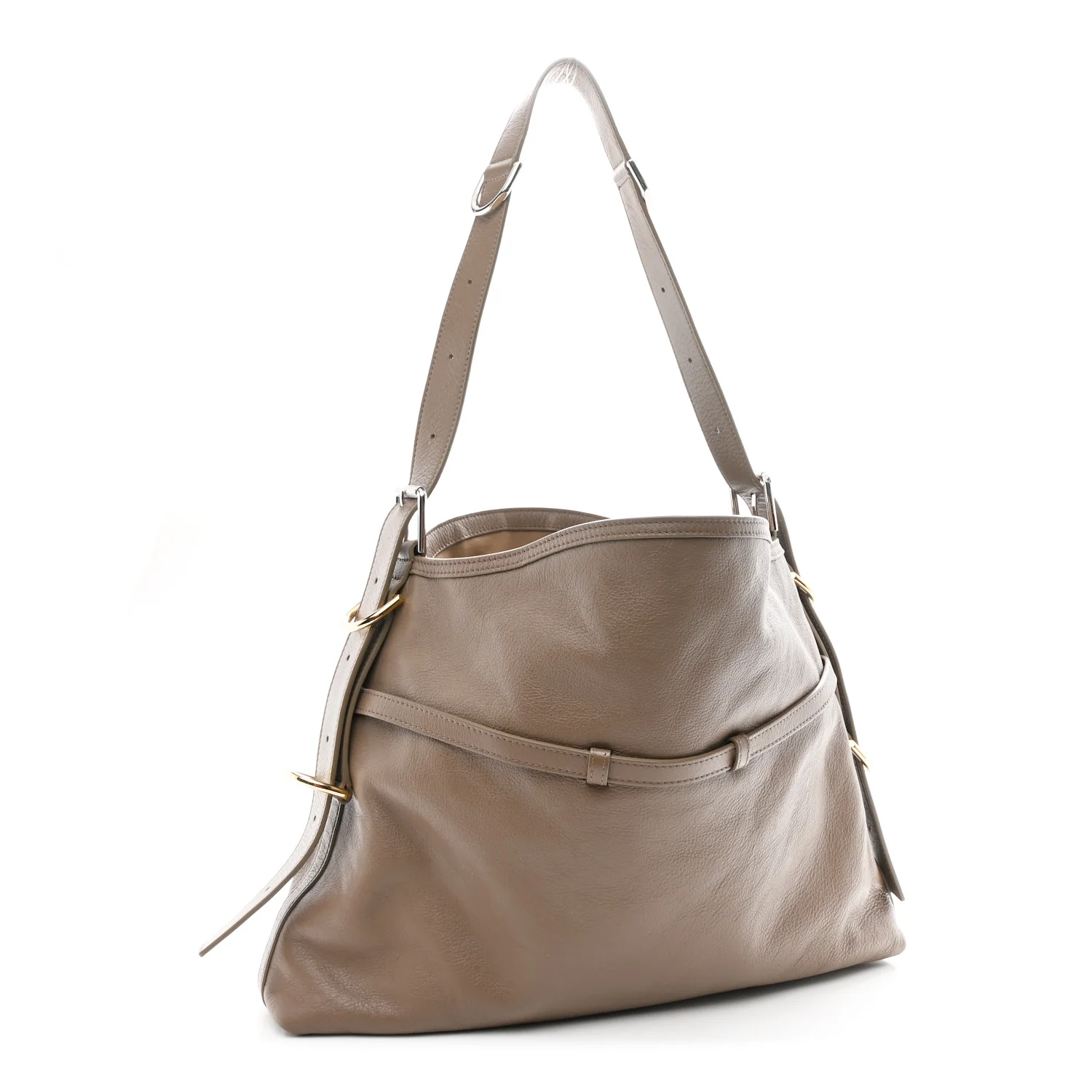 Tumbled Calfskin Medium Voyou Bag Taupe - Image 3