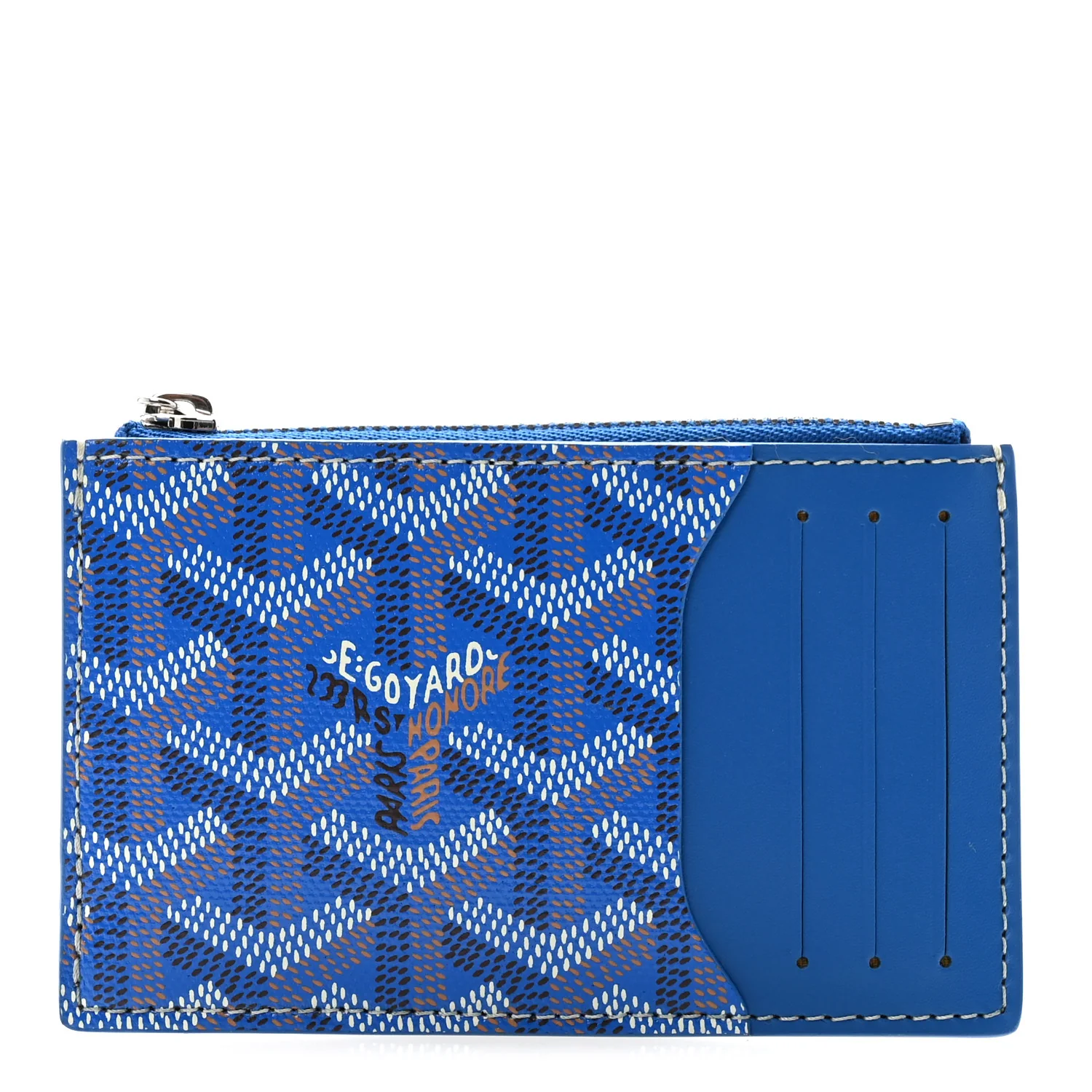 Goyardine Bourbon Zipped Card Holder Sky Blue