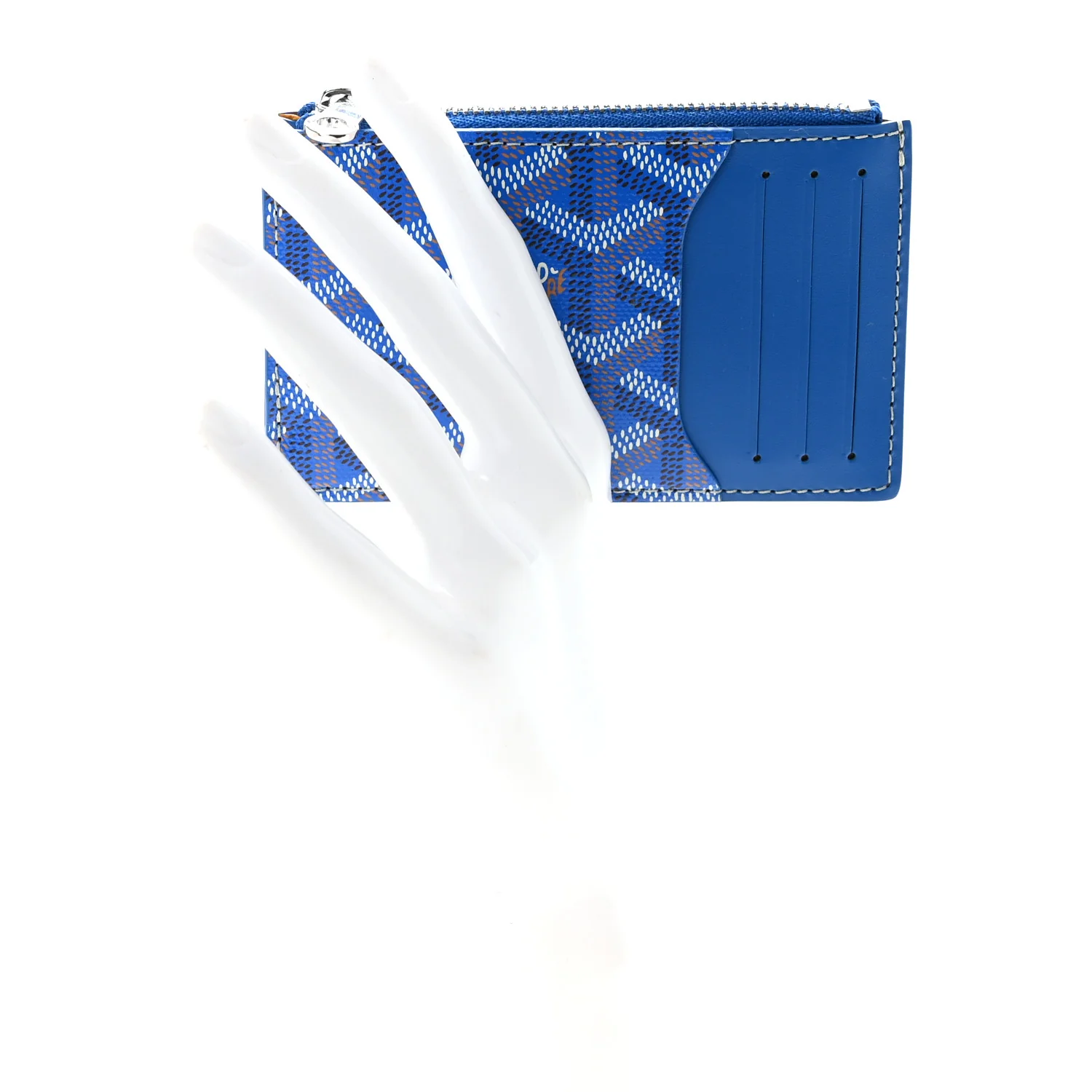 Goyardine Bourbon Zipped Card Holder Sky Blue - Image 2