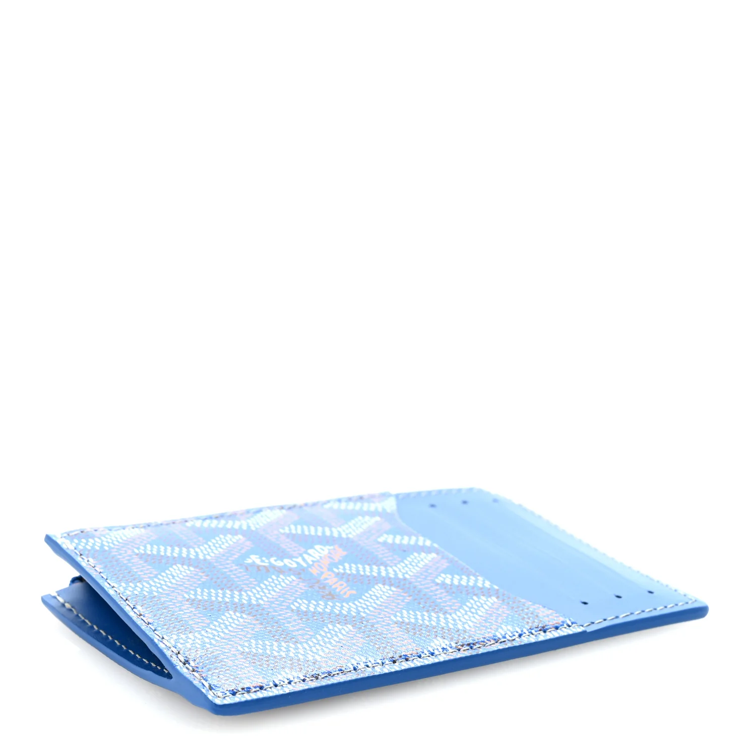 Goyardine Bourbon Zipped Card Holder Sky Blue - Image 4