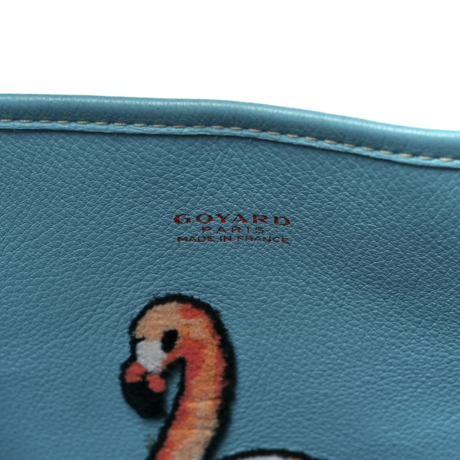 Goyardine Embroidered Flamingo Reversible Anjou PM Sky Blue - Image 13
