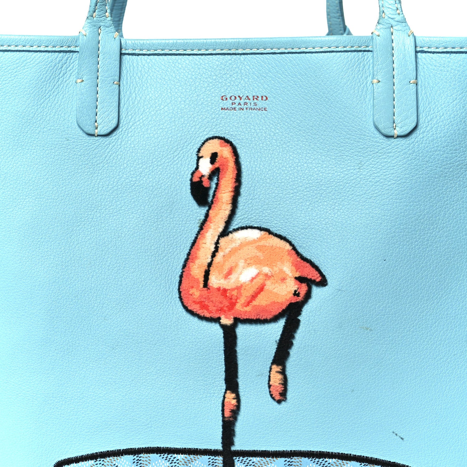 Goyardine Embroidered Flamingo Reversible Anjou PM Sky Blue - Image 17