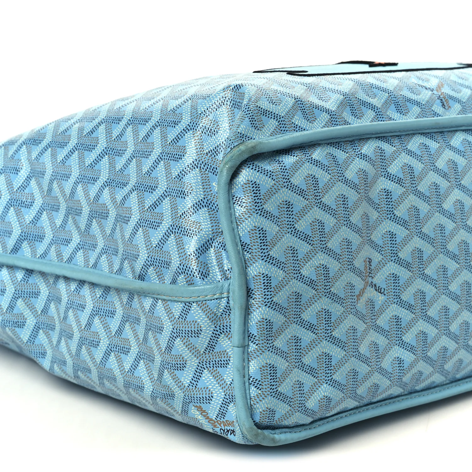 Goyardine Embroidered Flamingo Reversible Anjou PM Sky Blue - Image 18