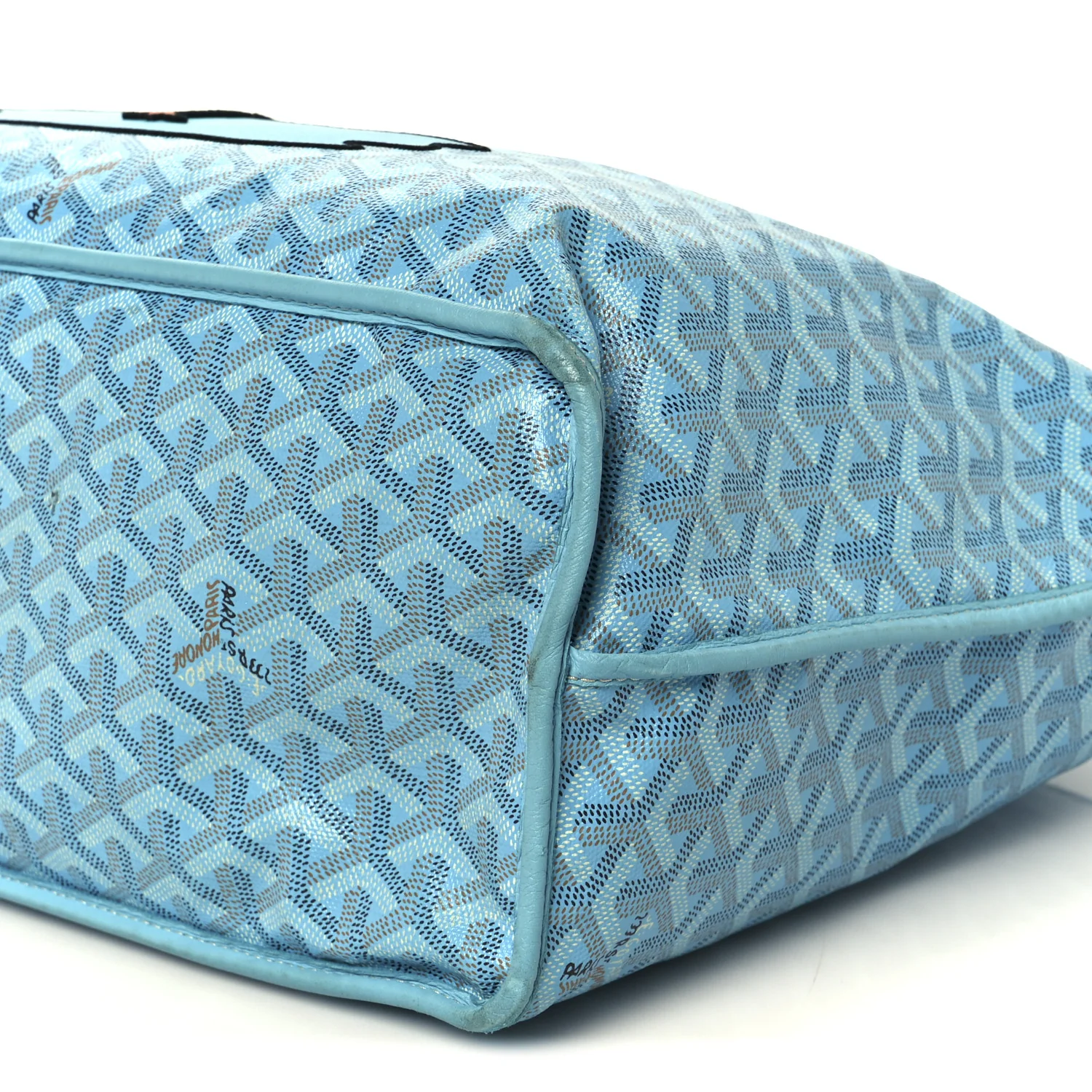Goyardine Embroidered Flamingo Reversible Anjou PM Sky Blue - Image 20